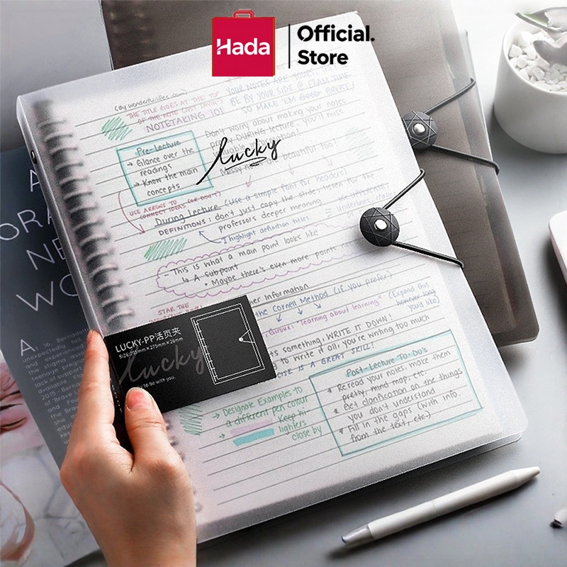 Binder A5/B5 Buku Binder Aesthetic Transparan Hitam Putih Notebook Aesthetic Korea