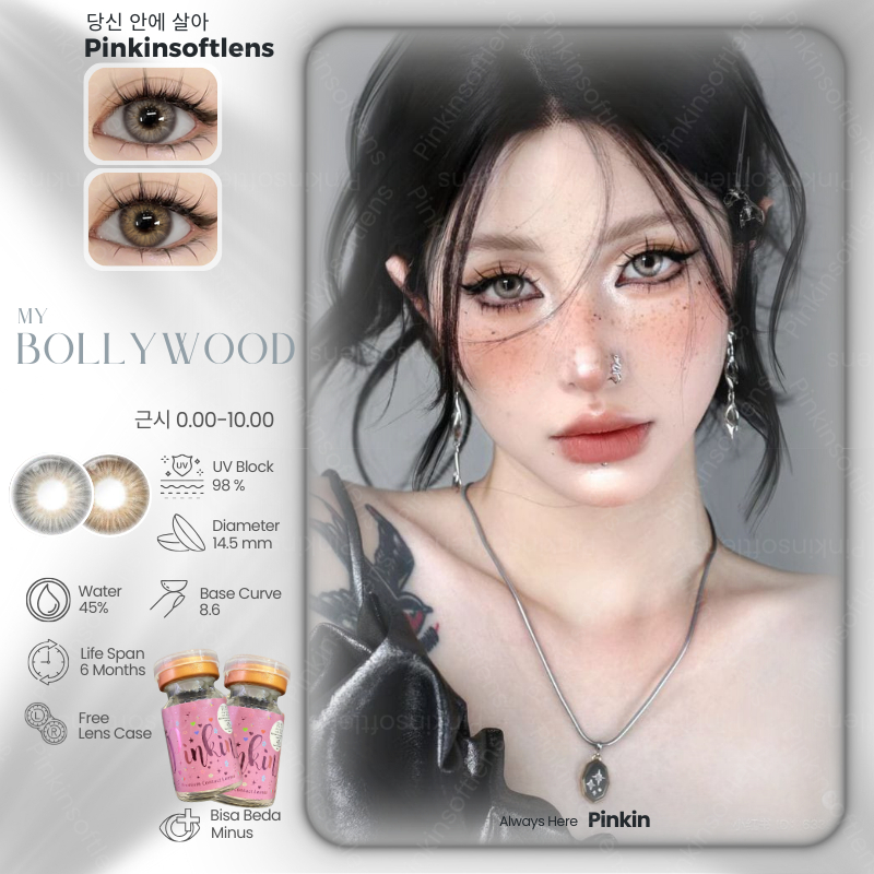 Pinkinsoftlens My Bollywood By Pinkin 14.5mm Softlens Normal Minus -10.00 Grey Brown Arabian Look
