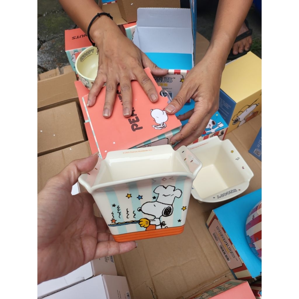 paket piring mangkok snoopy keramik