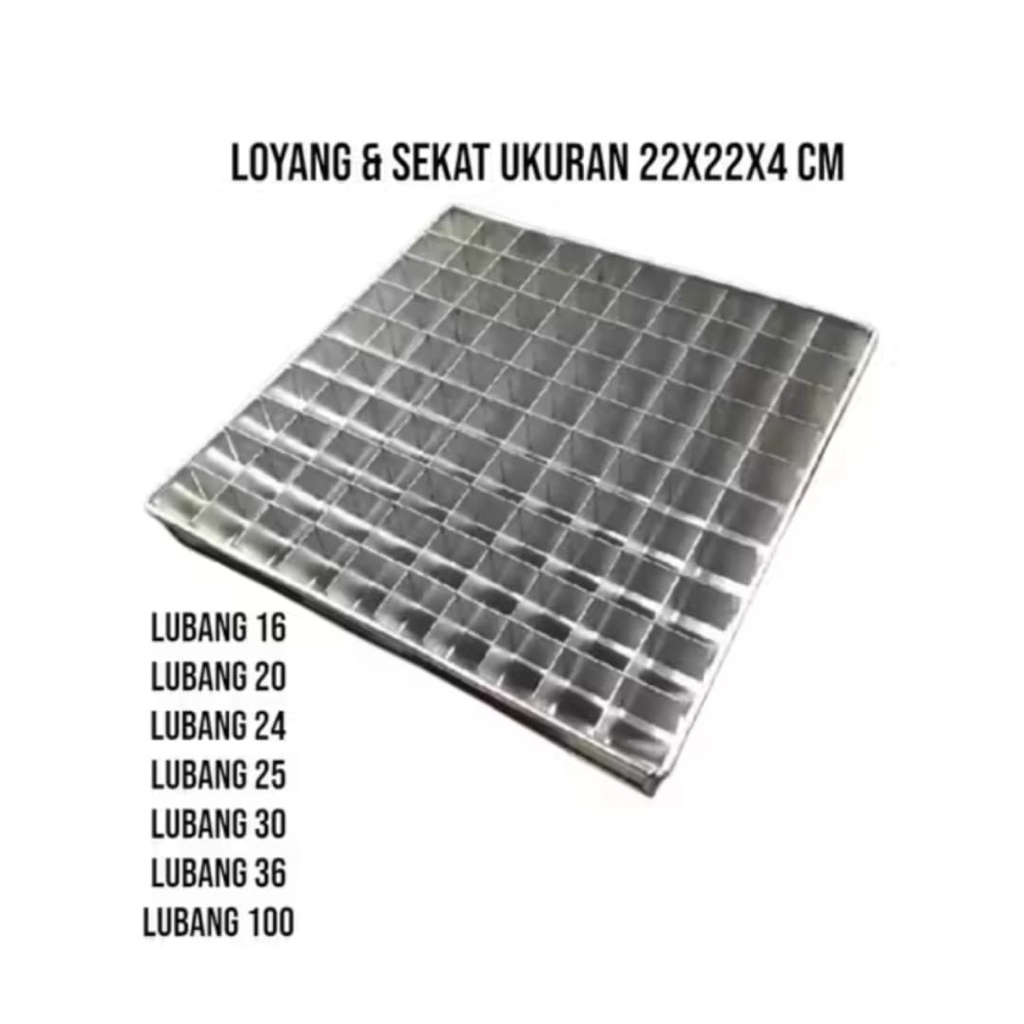 Loyang Dan Sekat Ukuran 22x22x4 Cm Isi Sekat 16,20,24,25,30,36,100 Lubang / Loyang Sekat Brownies Bo