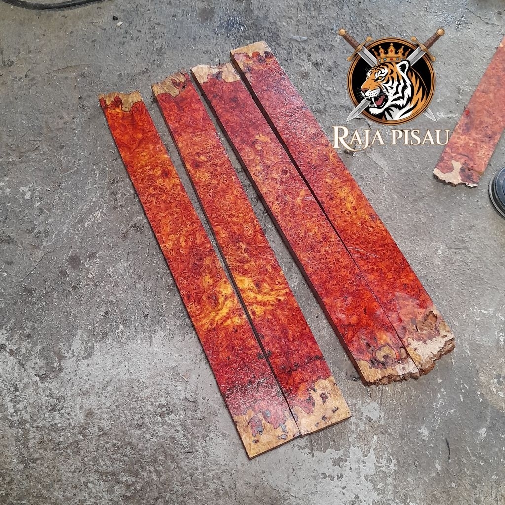 2pcs/satu pasang kayu burl amboyna  KUALITAS SUPER 40x5x1 untuk bahan kerajinan kayu Sarung gagang g