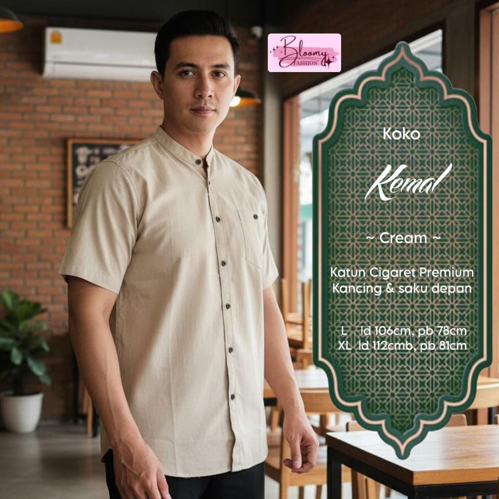 Baju koko Kemal/Baju Pria Dewasa /Busana Muslim Pria/Baju Hem Pria