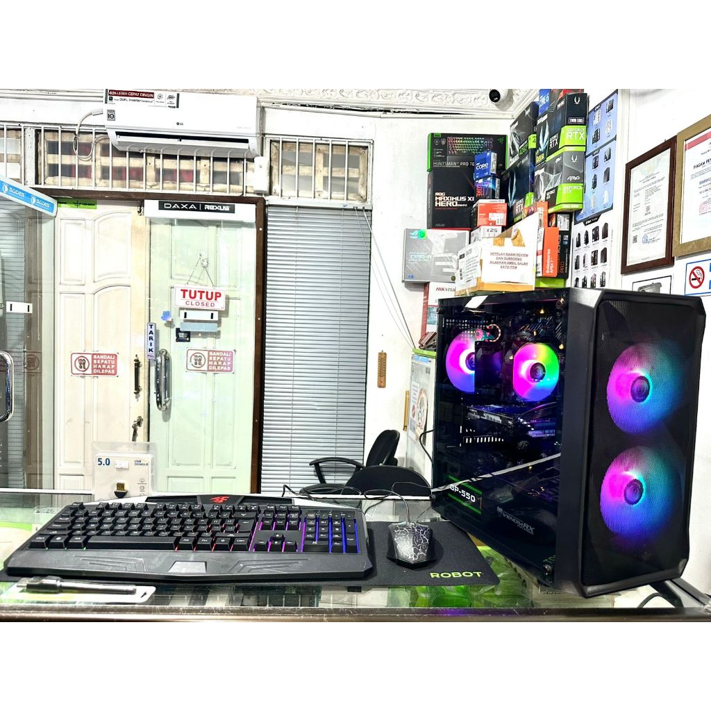RAKITAN PC GAMING SIAP PAKAI I5 1040F0 RAM 16GB RX580 SSD+HDD 756GB PC ONLY BEKAS FREE KEYBOARD MOUS