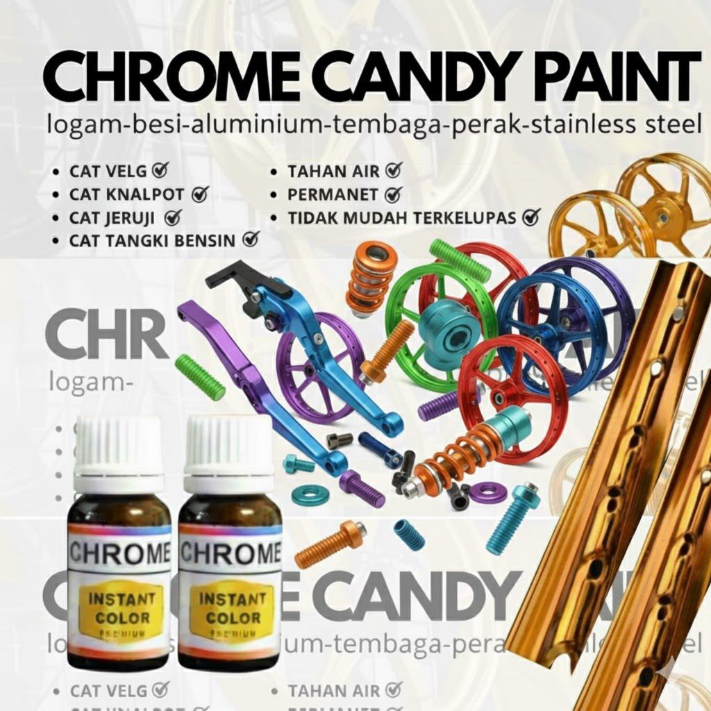 (OLES) CANDY PAINT PEWARNA OLES CANDY CHROME CAT OLES VELG MOTOR CANDY CHROME 10,ML