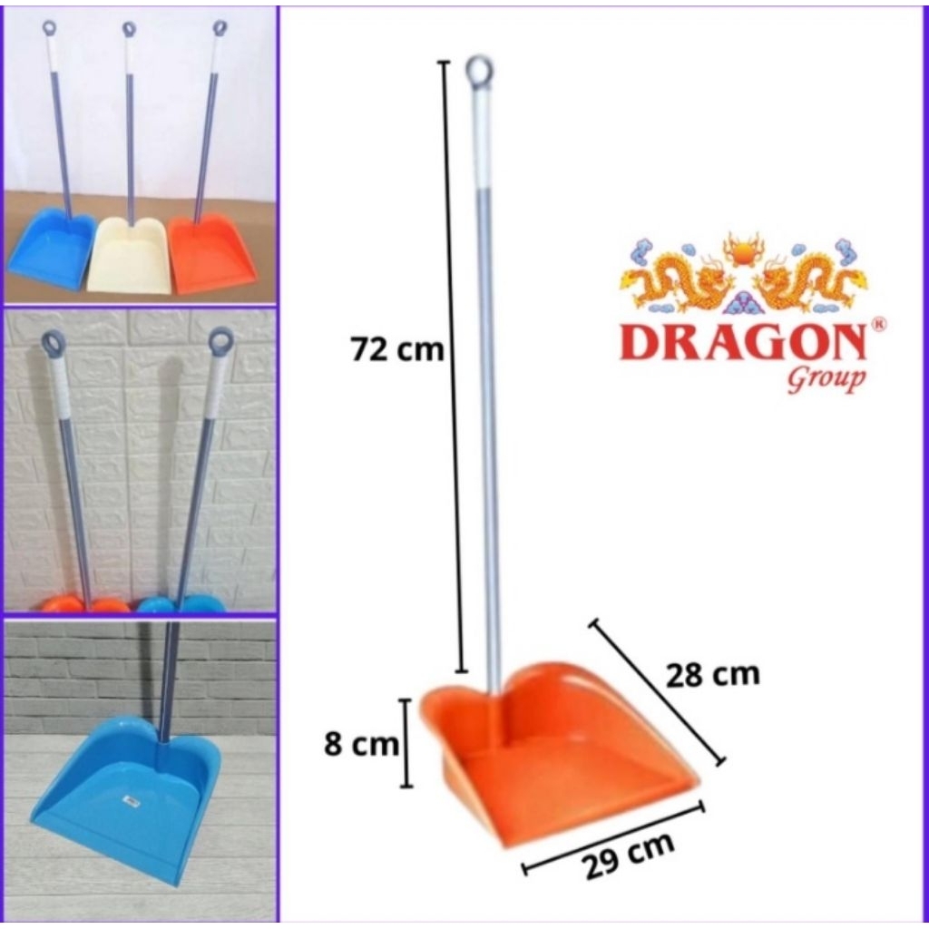 DRAGON Pengki Serokan SampahPlastik Tebal dan kuat Gagang BESI serokan sampah pengki plastik Sapu