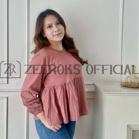 Baju Atasan Wanita Lengan Panjang Vanya Rumbai Bahan Cotton Combed Kaos Cewek BAHAN SEJUK DAN MELAR