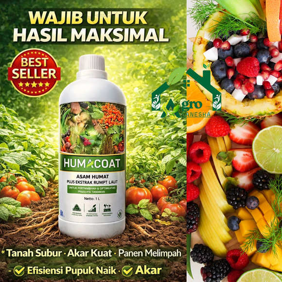 HUMACOAT Pupuk Cair Asam Humat Ekstrak Rumput Laut 1L Penyubur Tanah
