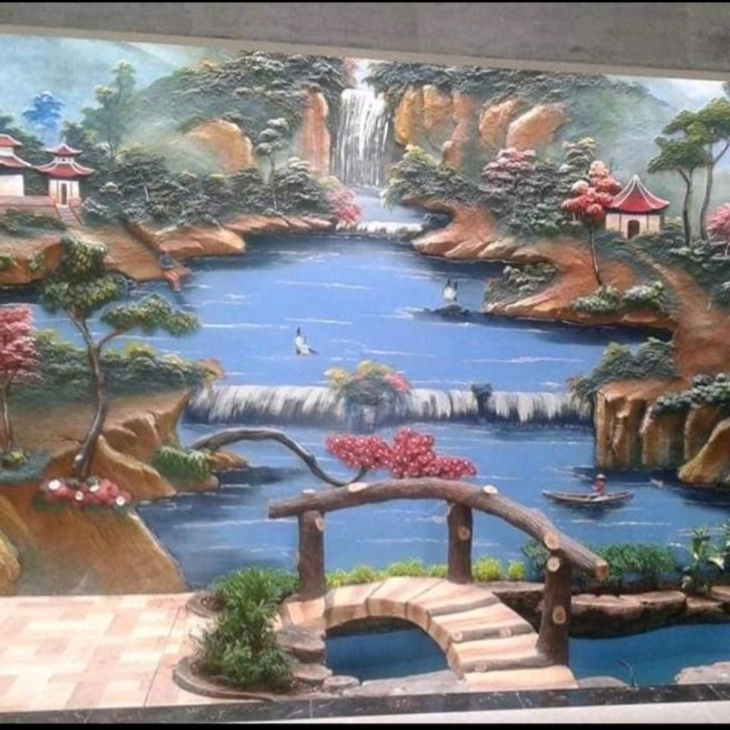 taman relief tebing kolam ikan hias minimalis murah jakarta