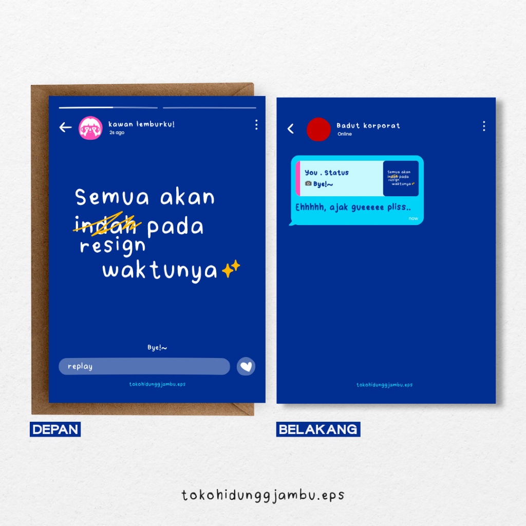 Kartu Resign Lucu l Postcard l Kartu Ucapan dan Amplop