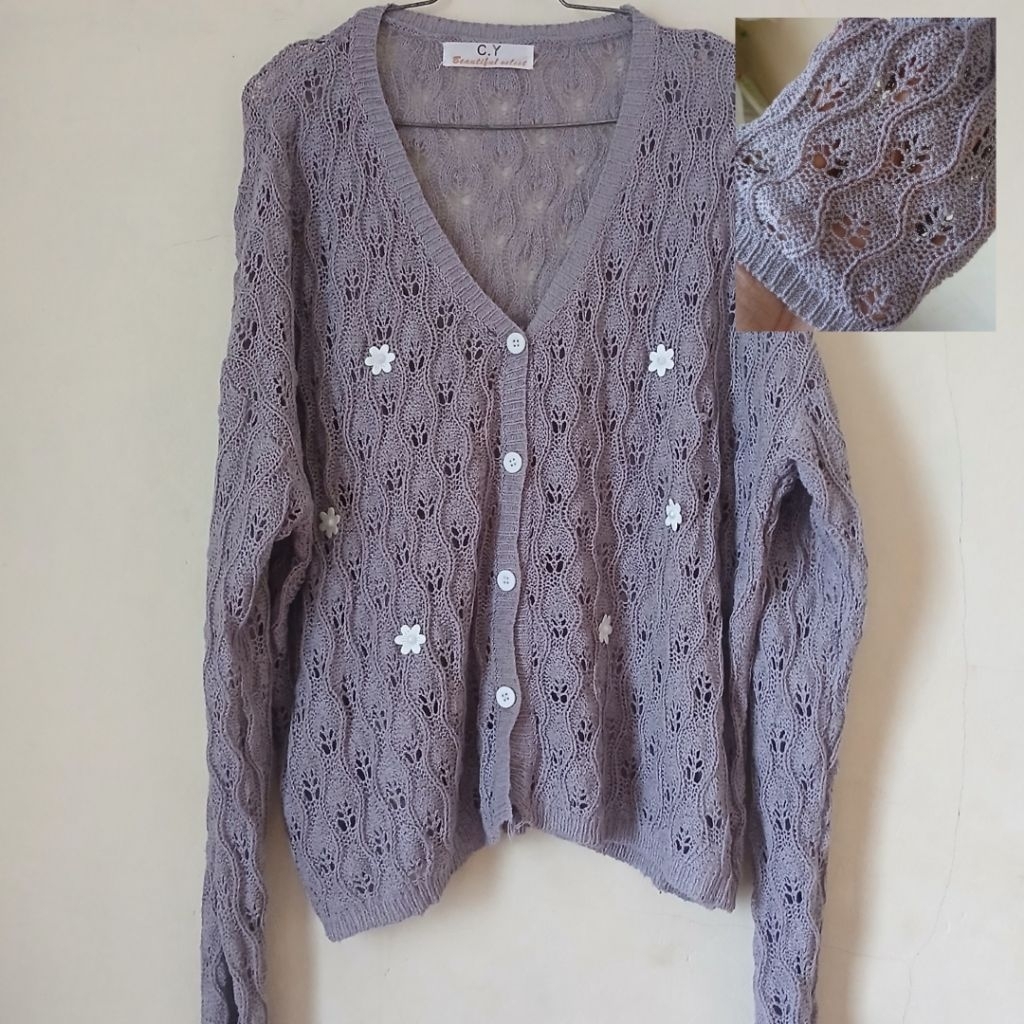 cardigan jaring/outer pantai crop (FREE HIJAB SEGI 4)