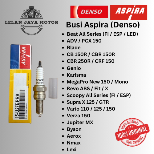 Busi Aspira Denso 15 - U27EPR9 Beat Vario 110 125 150 ADV PCX 150 Blade CB150R CBR 150 R CBR 250 RR 