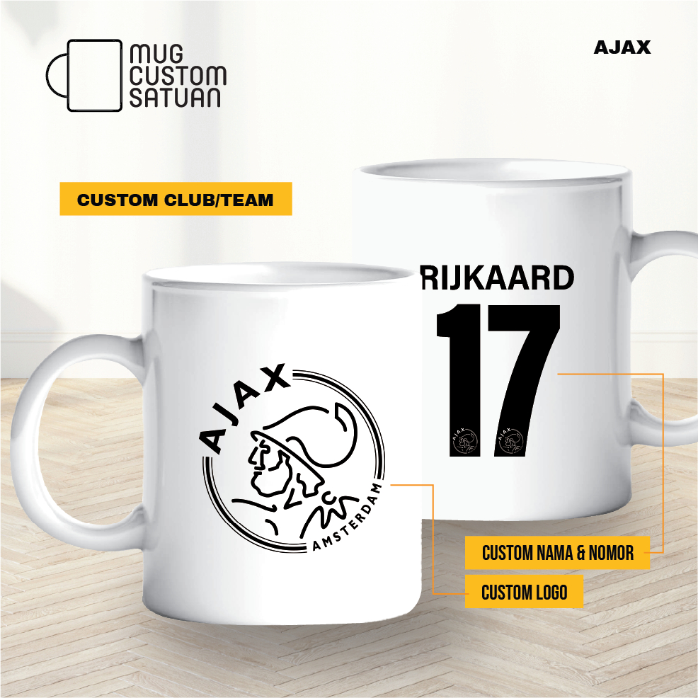 Mug custom sablon satuan / mug kado custom / Bola / AJAX