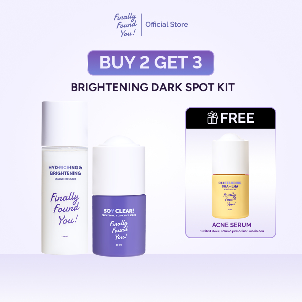 [BUY 2 GET 3] Finally Found You! Brightening Dark Spot Kit FREE Acne Serum: SOY CLEAR Brightening & Dark Spot Serum + HYDRICEING & BRIGHTENING Essence Booster