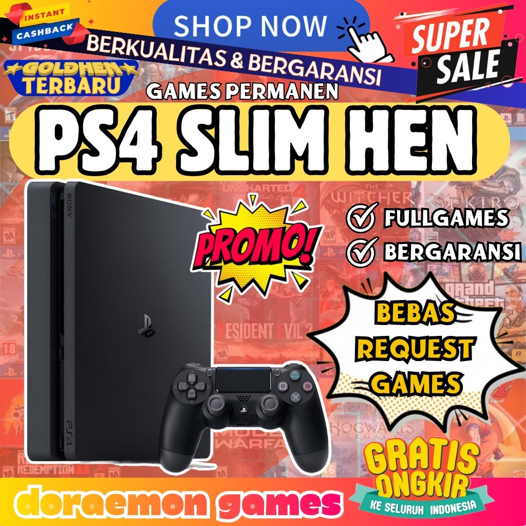 PS4 Slim HEN 500GB-1TB Fullgames terbaru 2 Stik