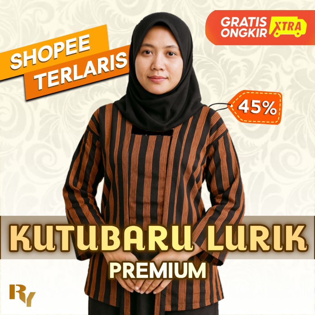KUTUBARU WANITA COKLAT HITAM | BAJU LURIK WANITA | KUTUBARU WANITA | BAJU LURIK WANITA COKLAT