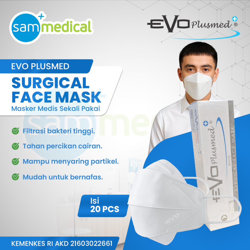 Evo Plusmed Masker Earloop 4D SUPER WHITE/SUPER BLACK Isi 20pcs