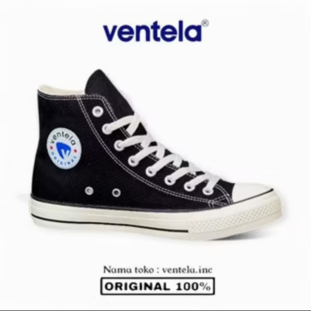 Ventela Ethnic High Black Sneakers Hitam Putih