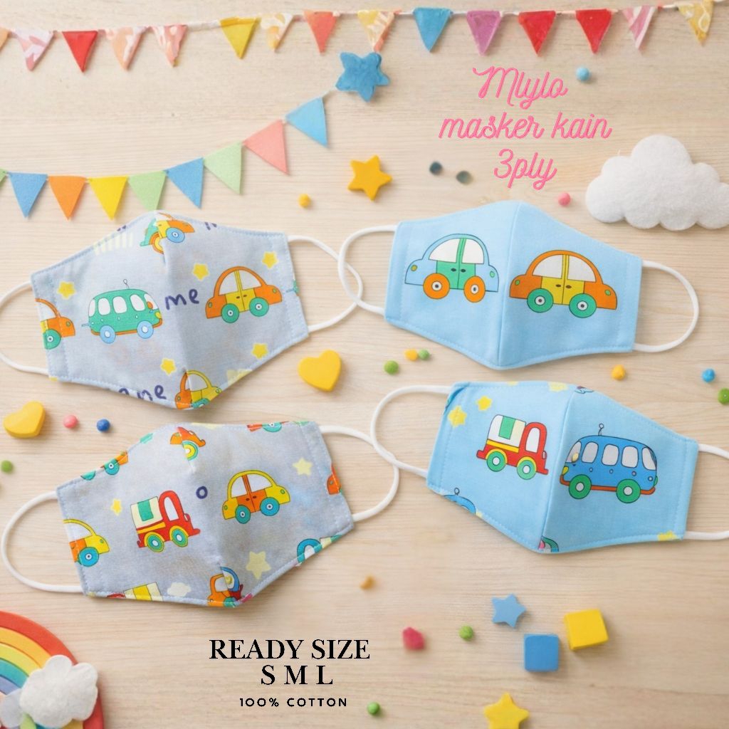 Masker katun 3ply masker anak motif mobil Cars McQueen masker karakter anak laki hampers anak masker