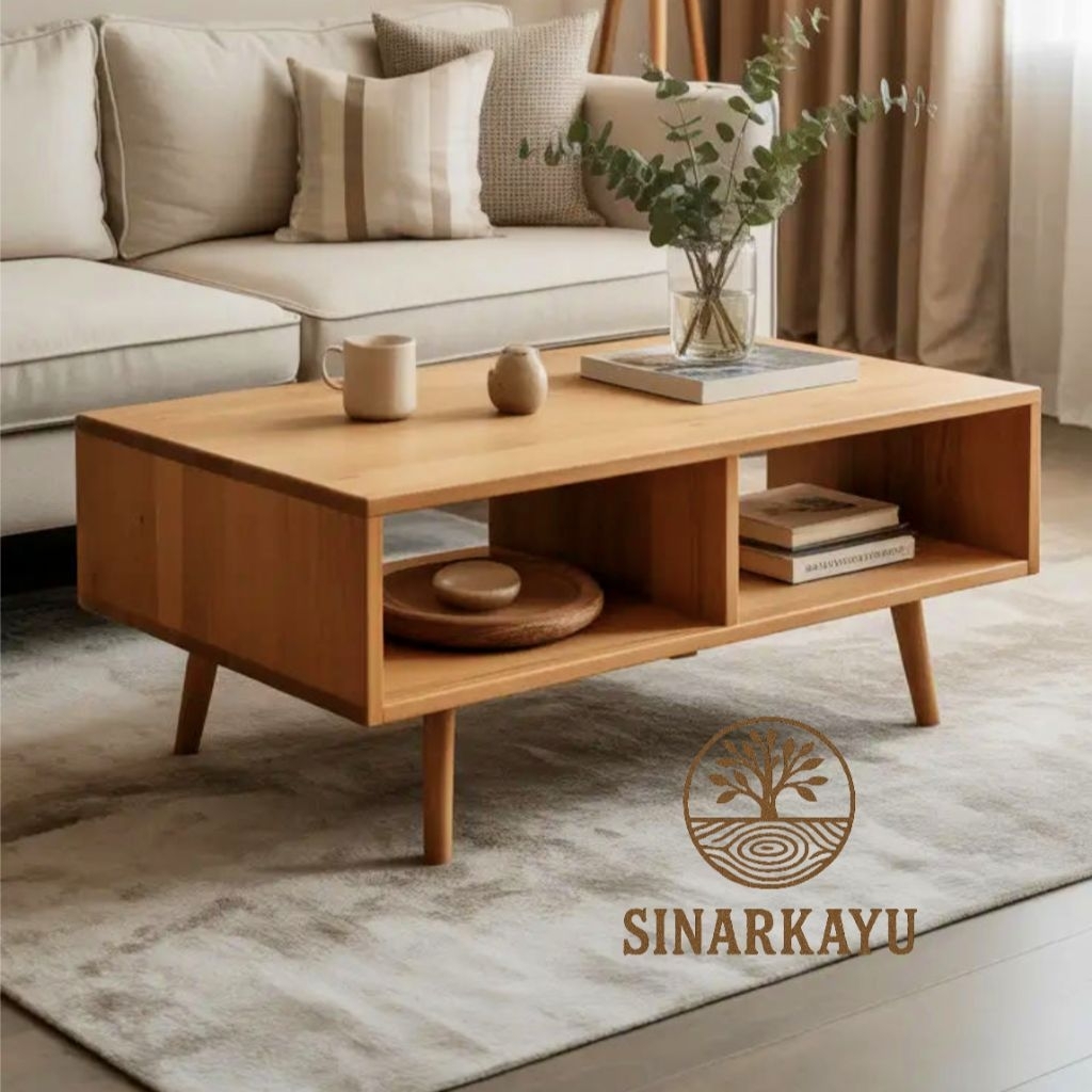 meja ruang tamu aesthetic minimalis meja lesehan kayu