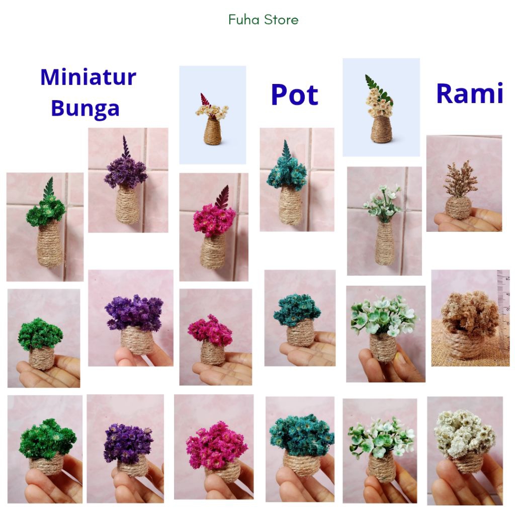 Miniatur Bunga pot rami / miniatur vas bunga / miniatur bunga edelweis