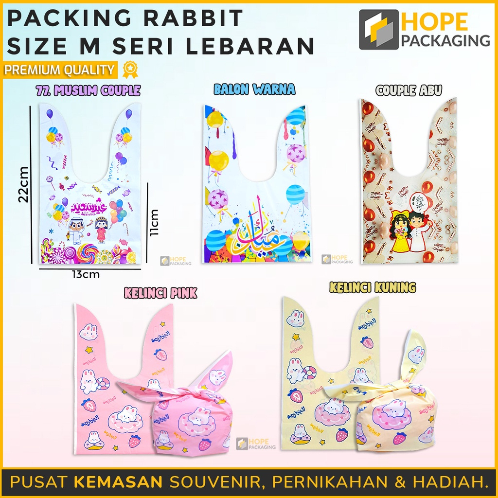 [Harga /5pcs] Packing Rabbit Lebaran/Kantong Kelinci Lucu Size M & L/Kemasan Parcel, Permen & Souven