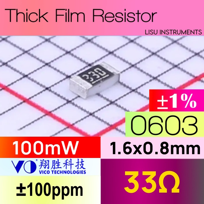33R 0603 ±1% 100mW SMD Thick Film Resistor 330 VO SCR0603F33R