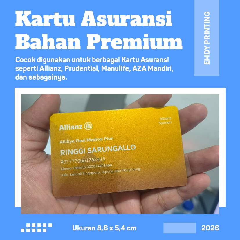Cetak Kartu Asuransi Bahan Premium Glitter | Allianz, Prudential, AXA Mandiri, dsb | Murah cepat Ber