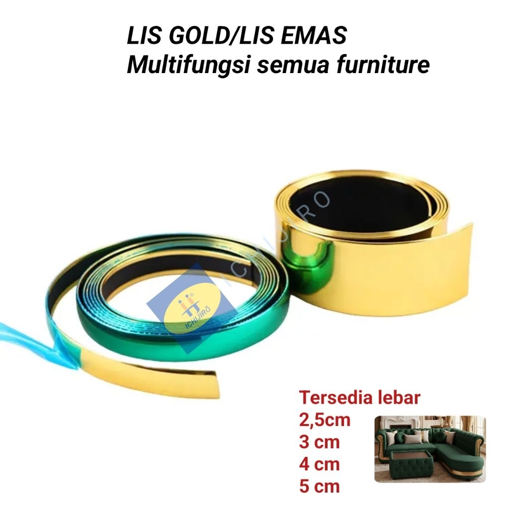 Lis List Plat Emas Sofa/Lis Plat Strip Mirror Gold Sofa/Divan Dipan/Headboard/Aksesoris Sofa Gold Tu
