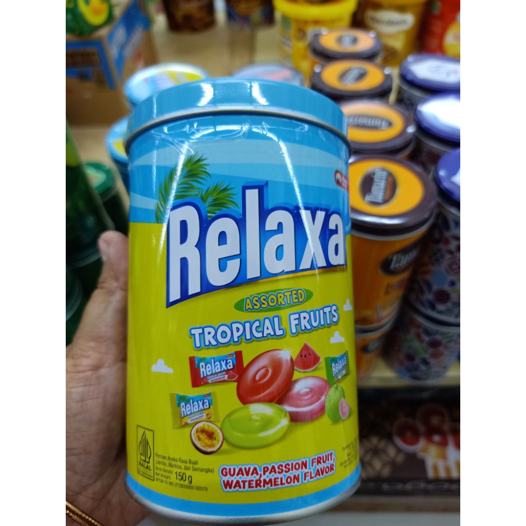 permen relaxa tropical fruit kaleng 150g
