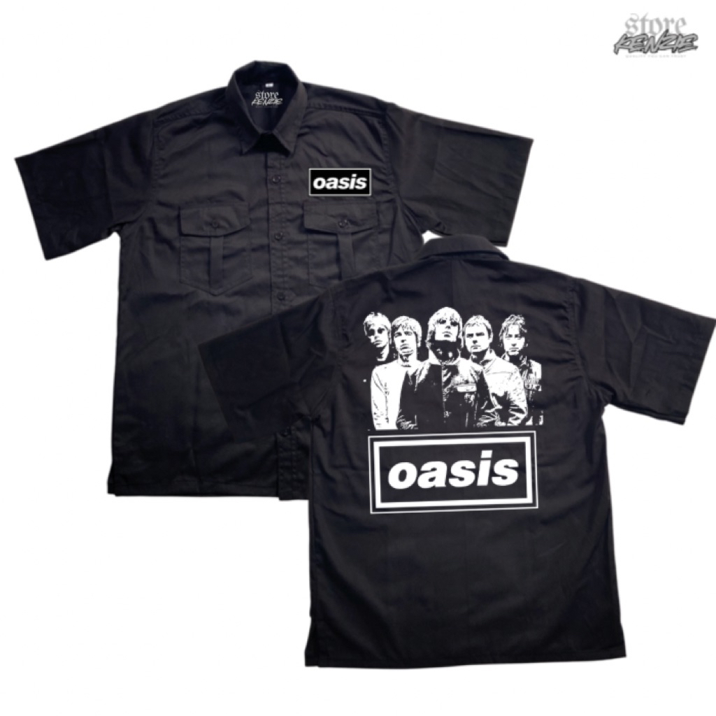 Kemeja Workshirt Band Oasis Unisex | Kemeja Band Casual & Kerja