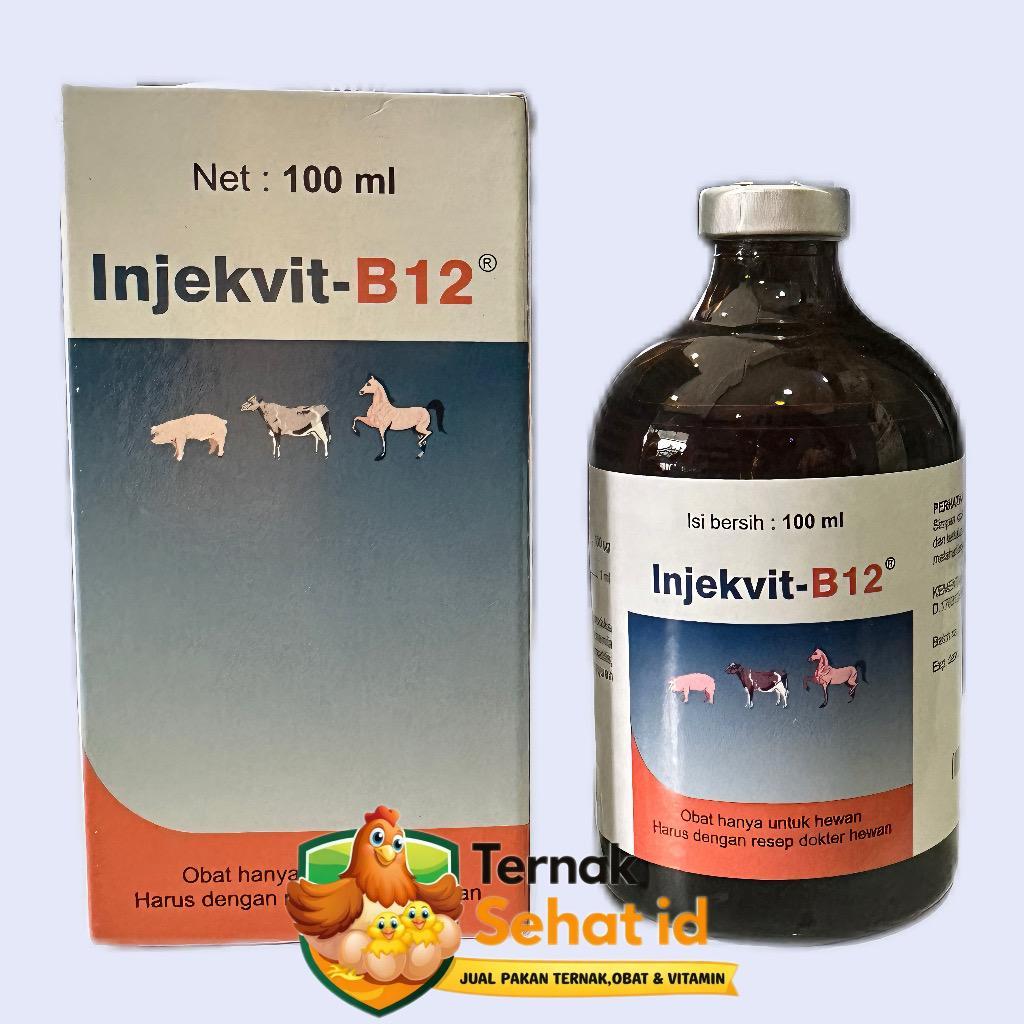 Injekvit-B12 100ml - Vitamin B12 Injeksi untuk Sapi Kambing Domba & Kuda