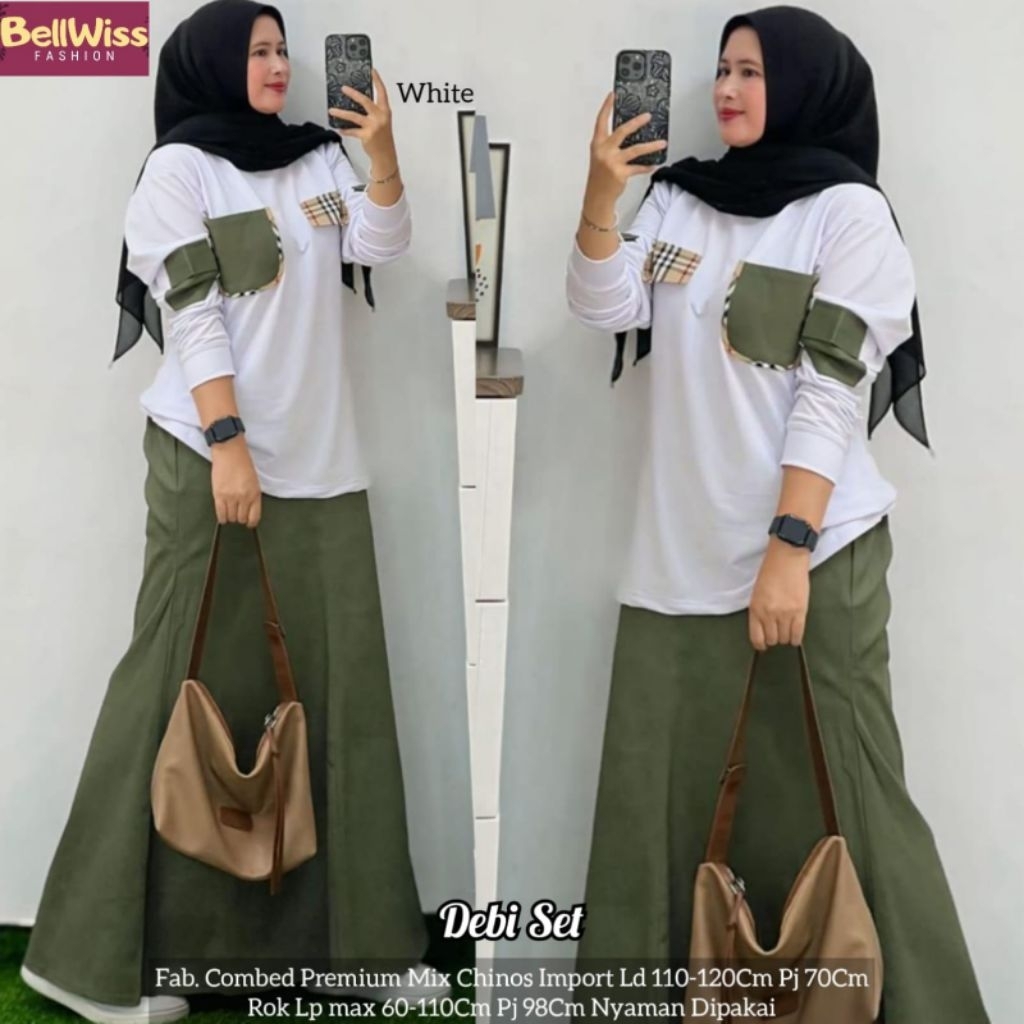 balenci one set rok alfashion ootd korean style one set murah rok span rajut kemeja putih crop knit 