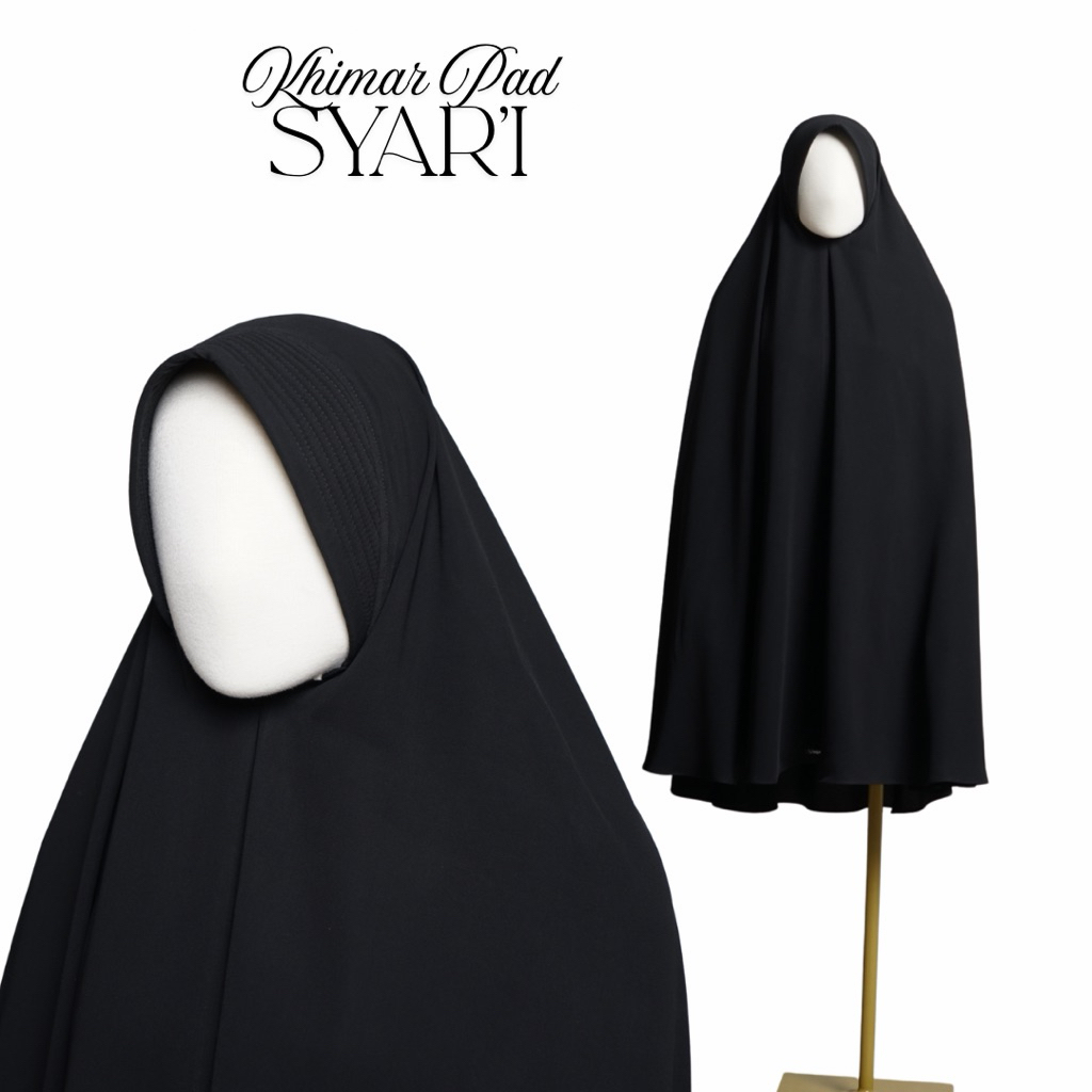 NIQATA - ZIA KHIMAR (khimar syar'i jetblack, menutupi tangan)