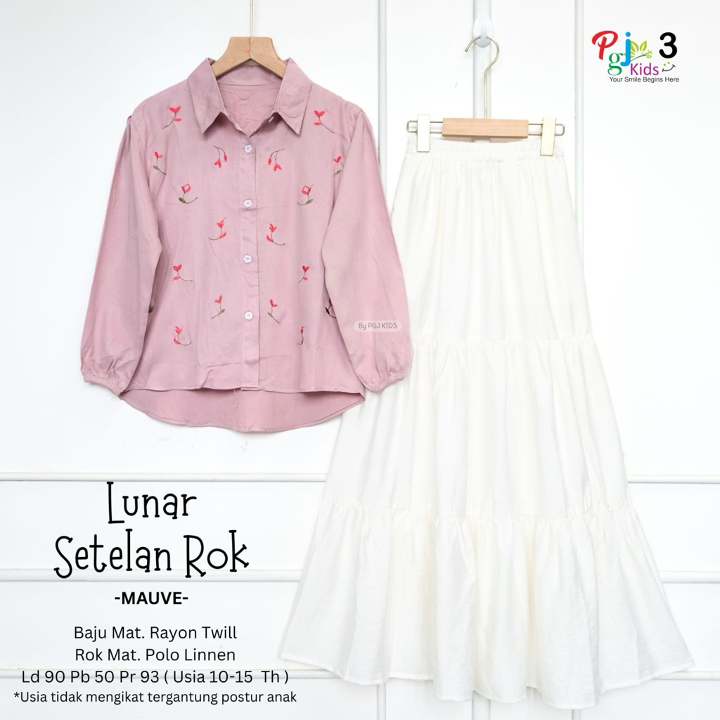 LUNAR SETELAN ROK ANAK REMAJA BY PGJ KIDS ONE SET ROK ANAK REMAJA 10-15 TAHUN