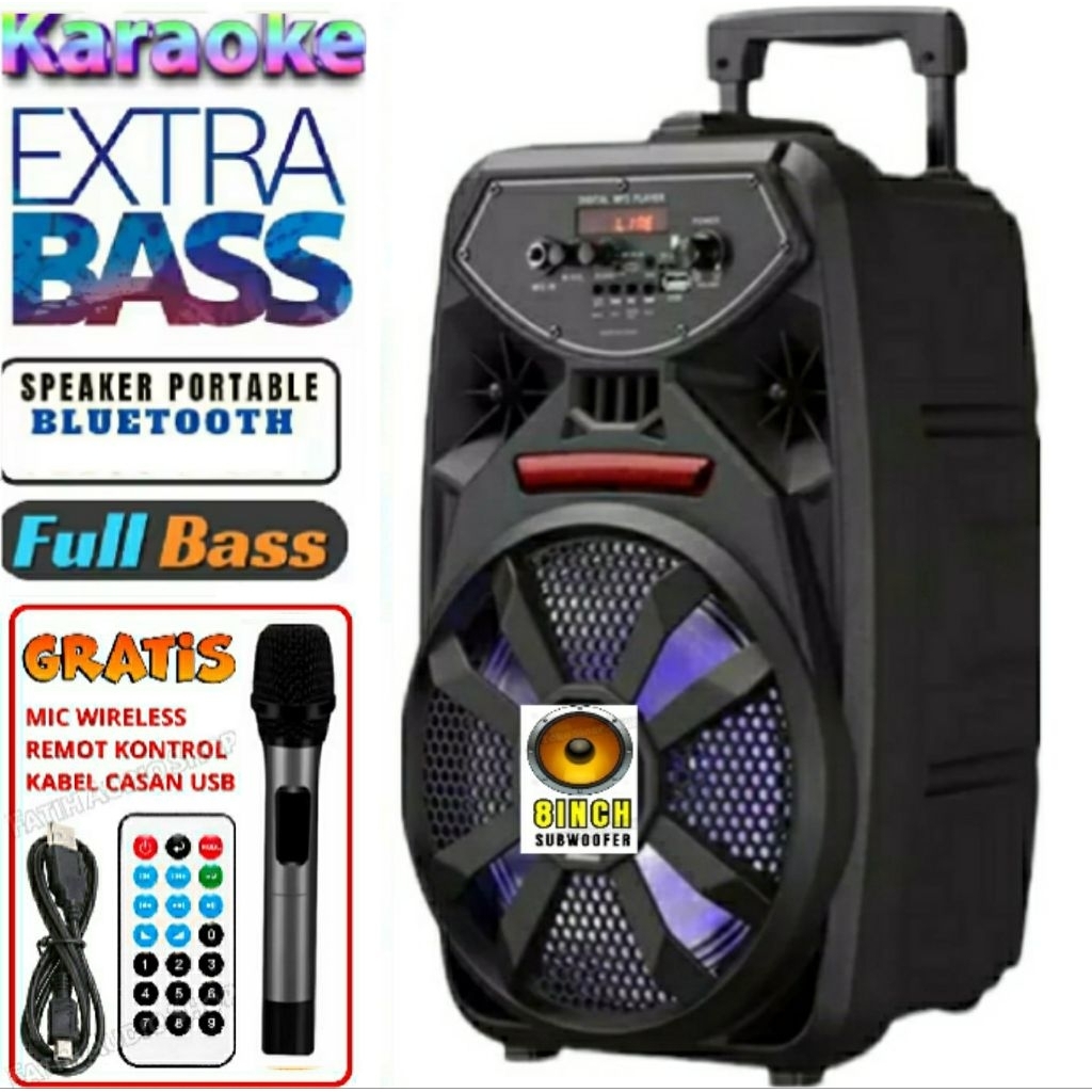COD Speaker Bluetooth Karaoke Ukuran Besar Gratis Mic 7801 Extra Full Bass/Salon Spiker Aktif Bluoto