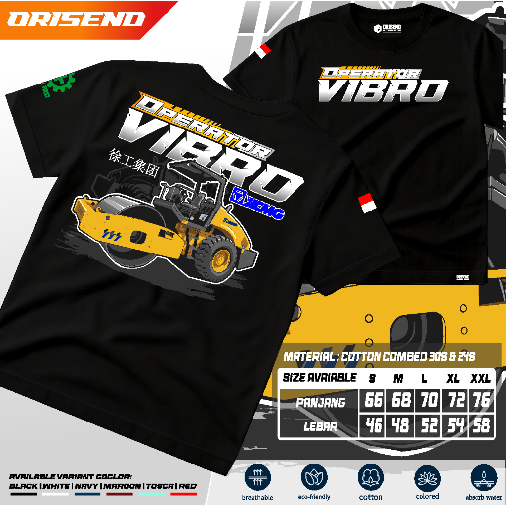 Orisend Kaos Operator Vibro Sakai | baju Alat Berat Road Roller xcmg bahan tebal adem