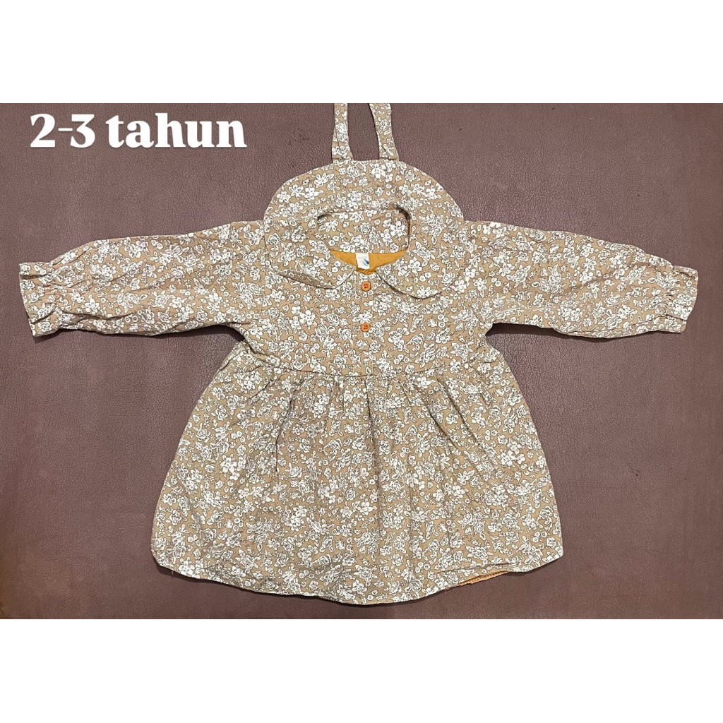 Dress Sailor Bunga-Bunga Vintage Anak Perempuan Usia 2-3 Tahun / OOTD Kekinian Anak Cewek 2 Tahun / 