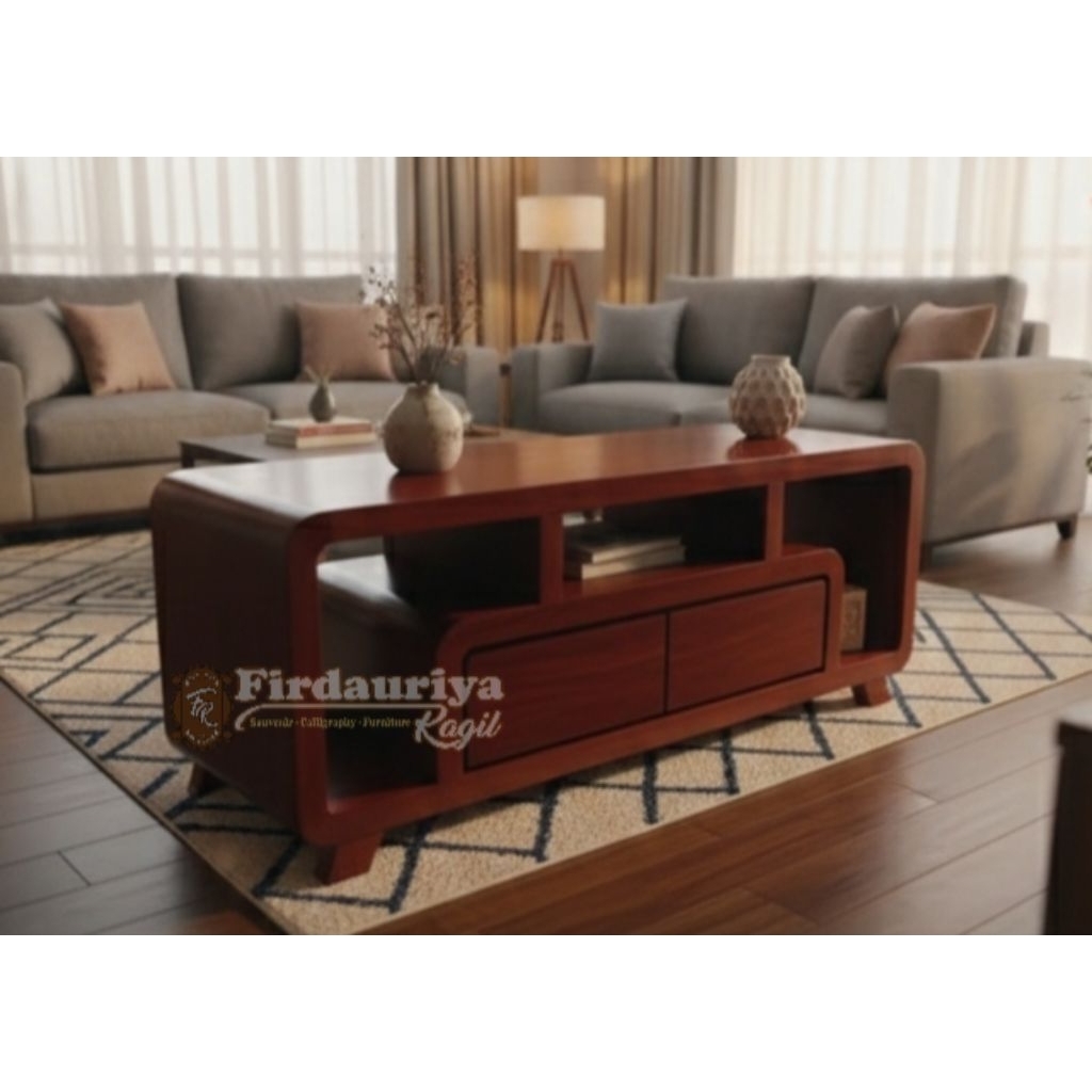 Buffet bufet bifet tv meja tv kayu jati perhutani grade A minimalis antik jepara mebel laci 2 kabine