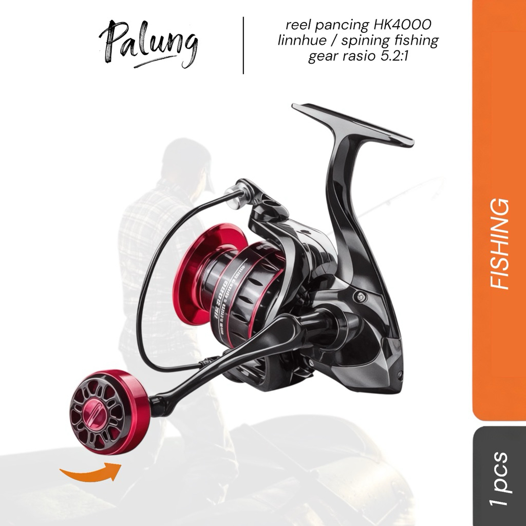 reel pancing HK4000 linnhue / spining fishing gear rasio 5.2:1