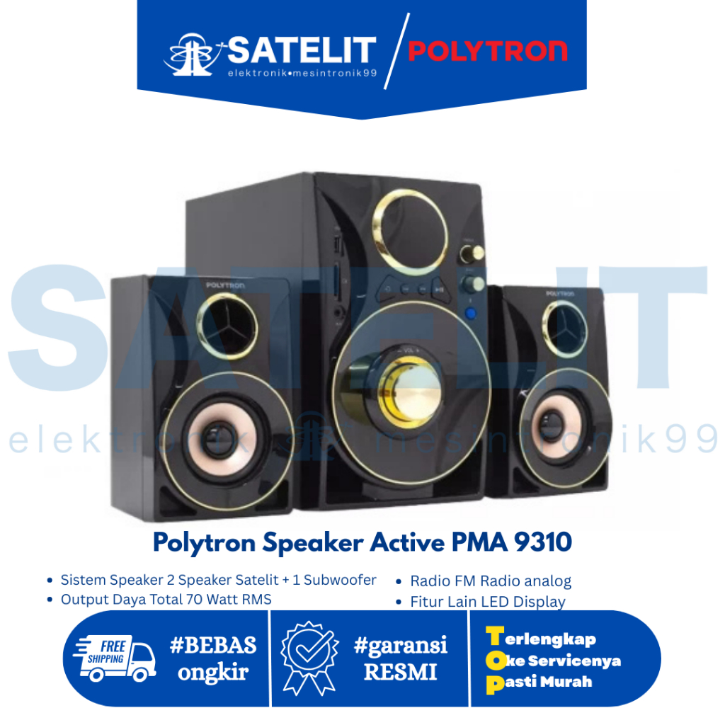 Polytron PMA 9310 Speaker Aktif Bluetooth Karaoke USB AUX Bass Mantap Garansi Resm
