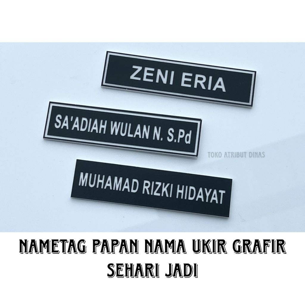 LANGSUNG KIRIM  Nametag ukir Gravir - Papan Nama Dada