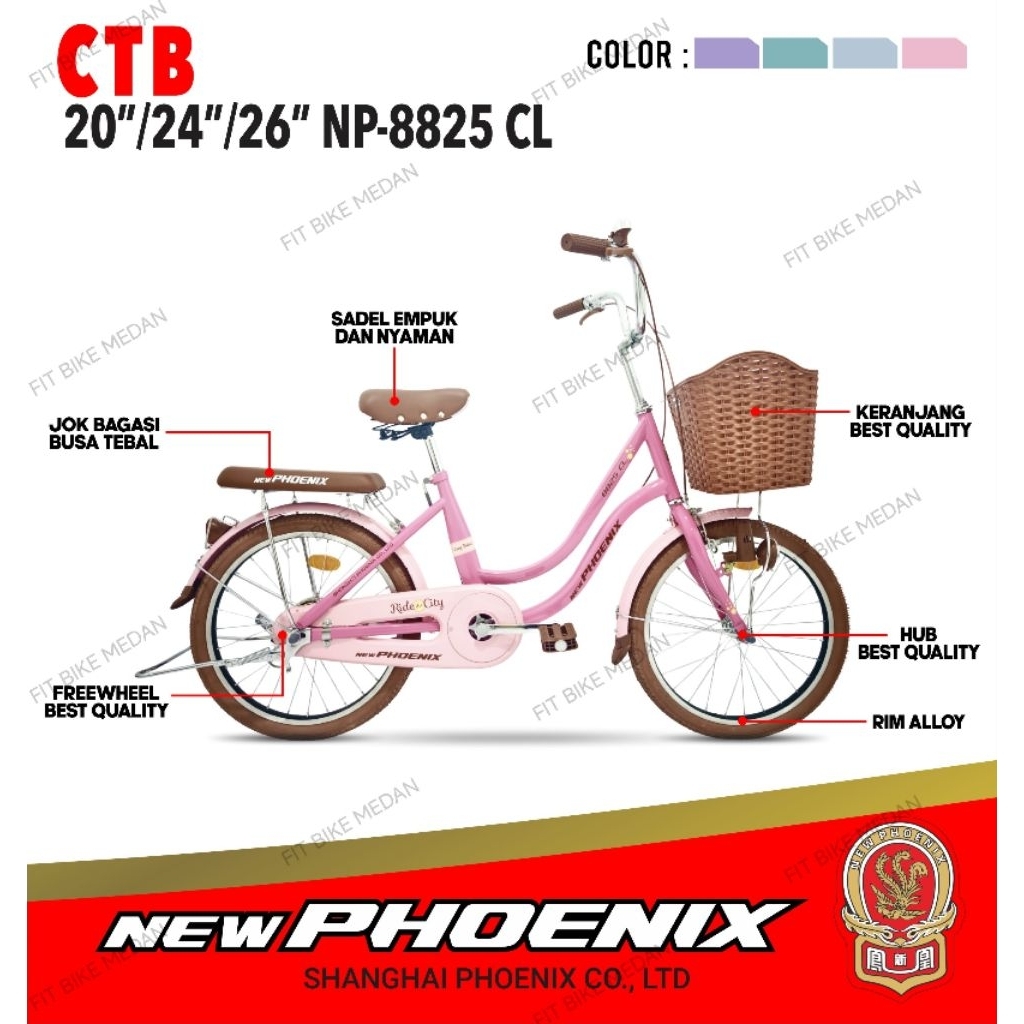 SEPEDA MINI CTB NEW PHOENIX 20 INCH/ 24 INCH/ 26 INCH NP-8825CL RIDE THE CITY SEPEDA PEREMPUAN REMAJ