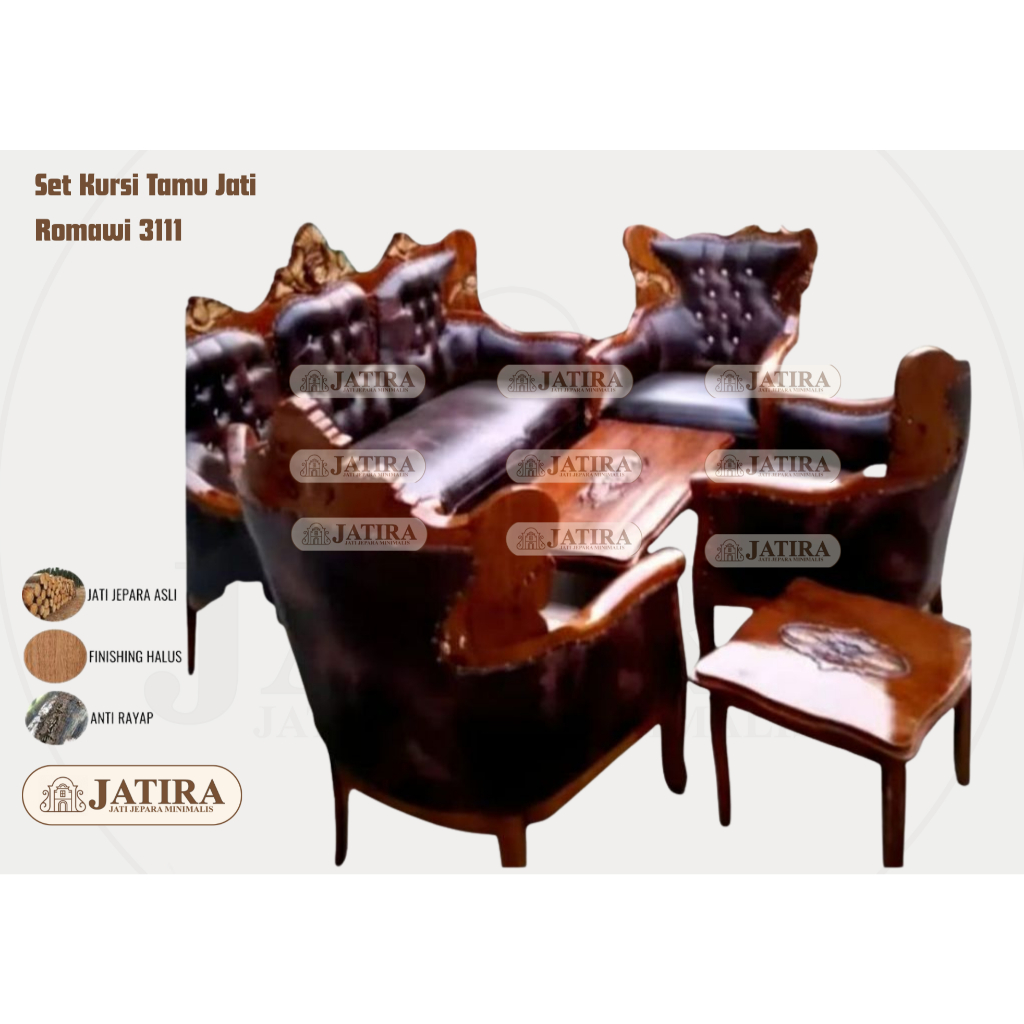 Kursi Tamu Jati Romawi 3111 | Kursi Sofa Jati Asli Jepara Murah Palembang