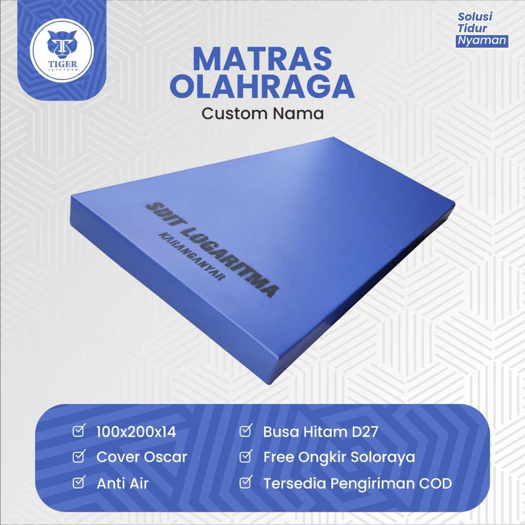 TIGER JAYA FOAM Matras Olahraga Busa Hitam D27 Ukuran 200 x 100 x 14 cm Garansi 15 Tahun Bisa Custom