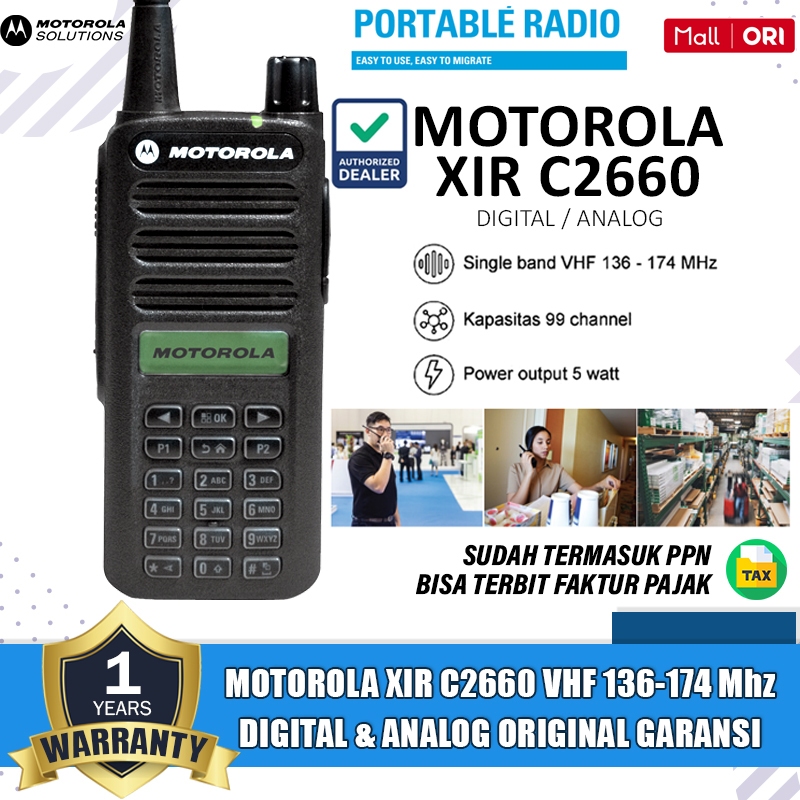 MOTOROLA XiR C2660 C 2660 VHF Digital Analog DMR Ht Motorola Xir c2660 xir c2660 Vhf 136-174Mhz Orig