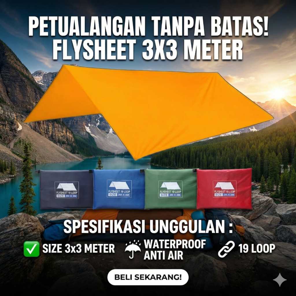 Flysheet 3x3 Meter 19 Loop Waterproof Ultralight Multifungsi