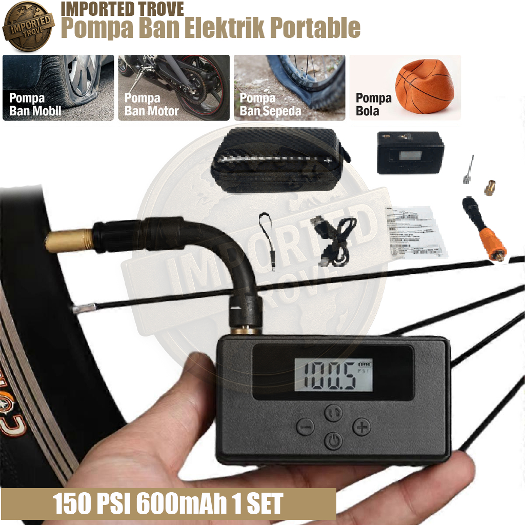 BENGGUO Pompa Ban Elektrik Portable Air Compressor 150 PSI 600mAh - BG12 Inflatable Pump Electric LE