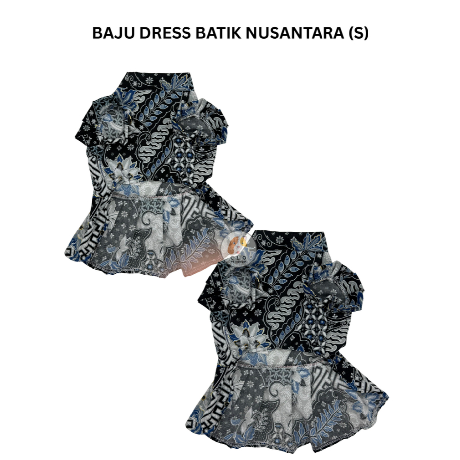 Baju Dress Anjing Kucing Batik Nusantara (S)