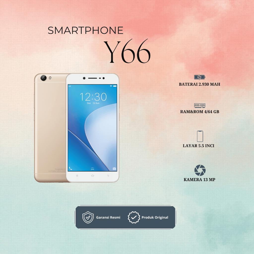 HP VIVO Y66 RAM 4/64GB KAMERA 13MP LAYAR 5.5 INCI ORIGINAL GARANSI 1 TAHUN