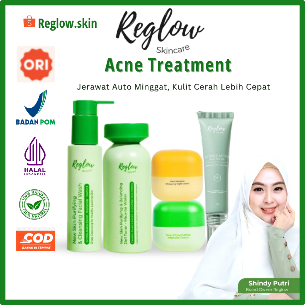 Reglow Acne Skin Treatment Reglow by Dr Shindy Skincare (Facial Wasch, Toner, Day Cream, Night Cream